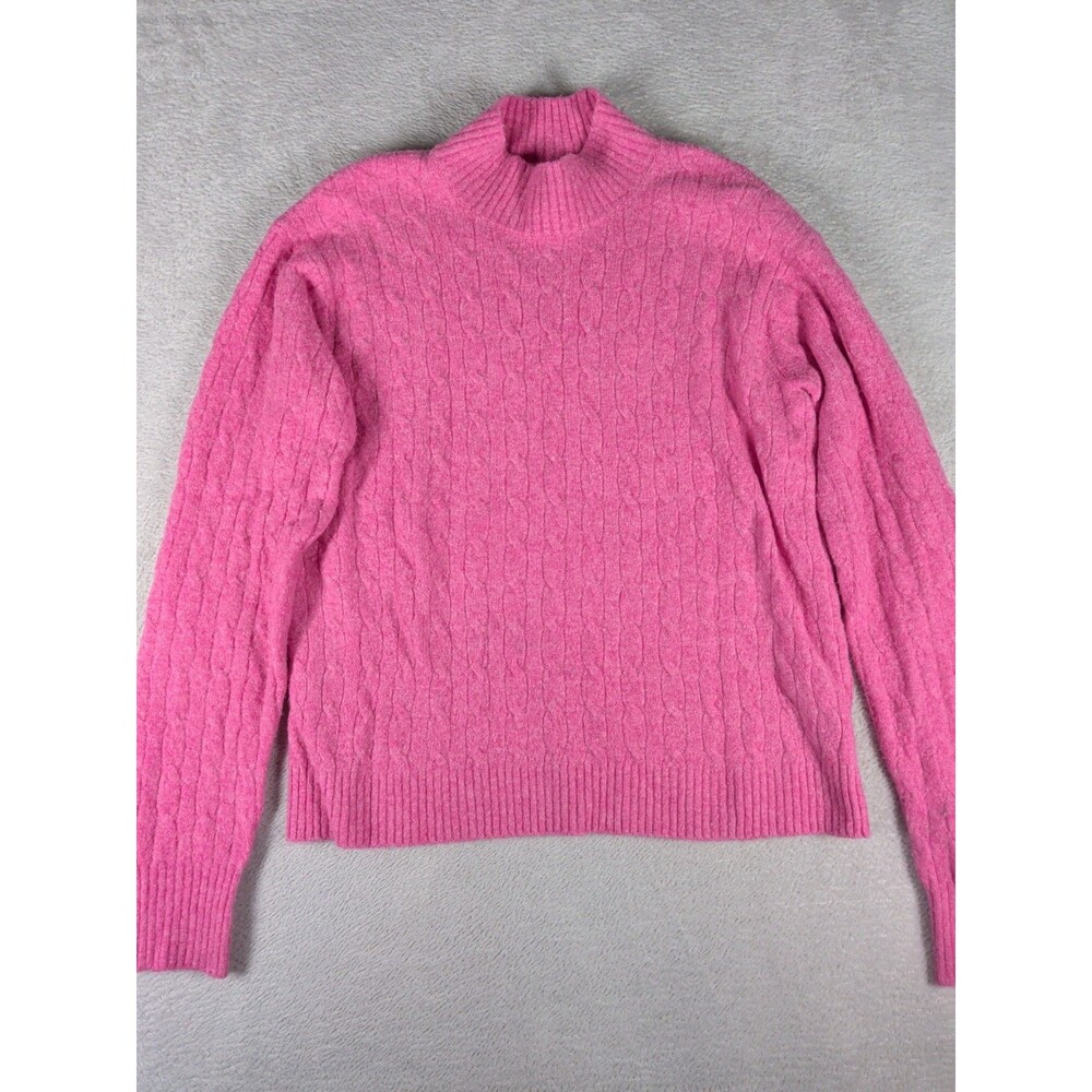 J. Crew Extra-Soft Wool Blend Cable Knit Sweater Women's Medium Pink Pullover mo